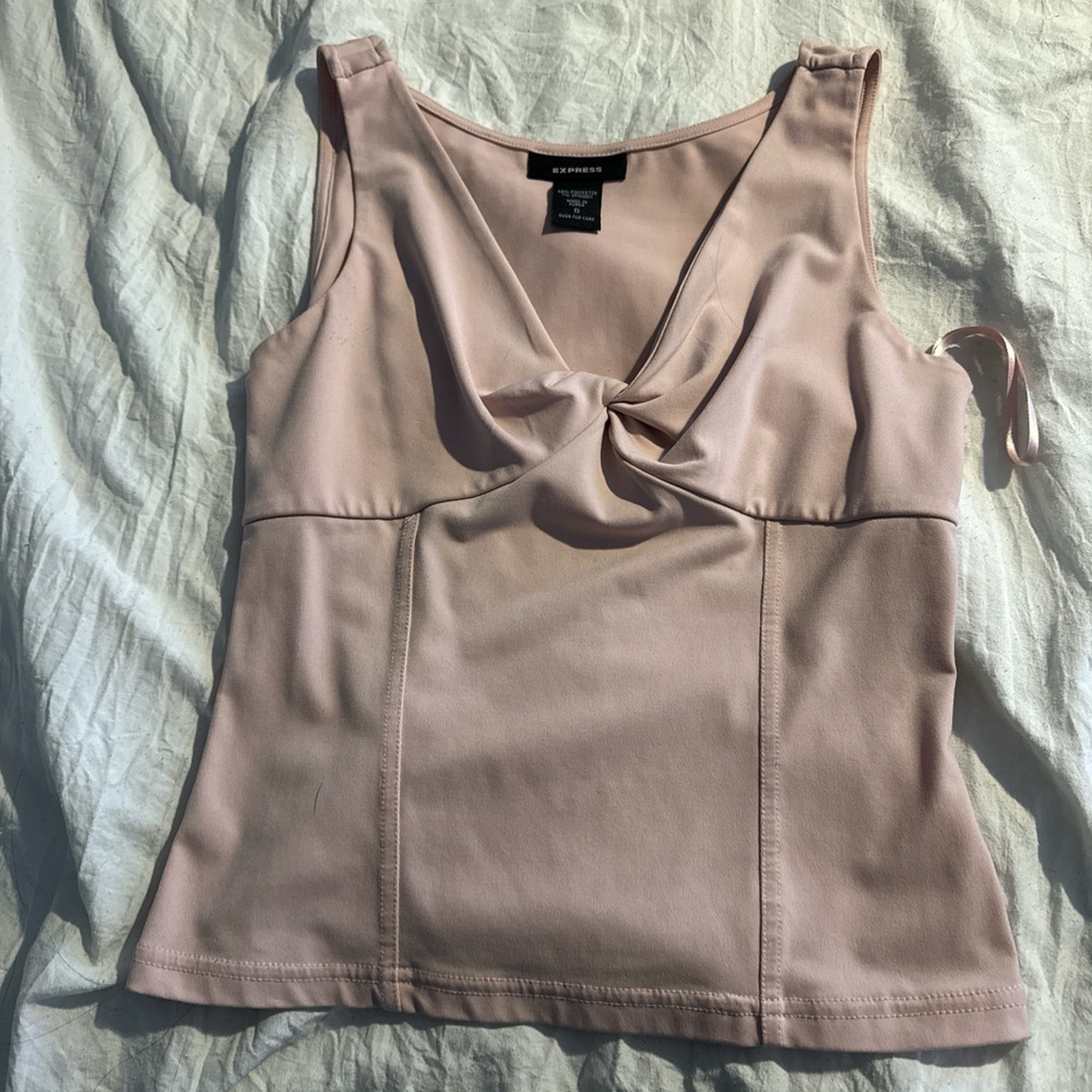 Express Blush Pink Twist Front Tank Top